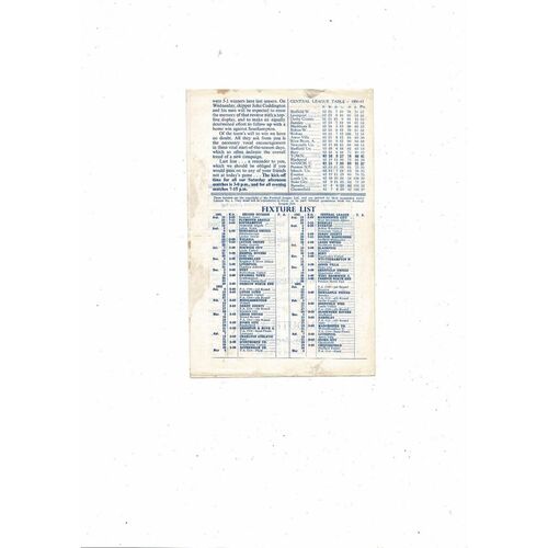 Huddersfield Town v Manchester City Central League Football Programme 1961/62