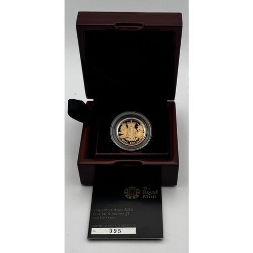 Royal arms 2015 gold proof £1 coin