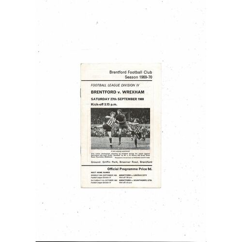 1969/70 Brentford v Wrexham Football Programme