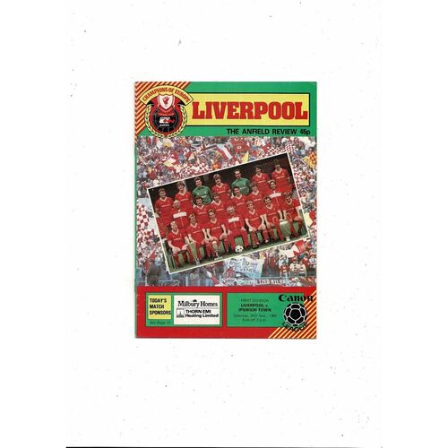 1984/85 Liverpool v Ipswich Town Football Programme