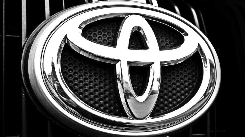 Toyota emblem on a vehicle.