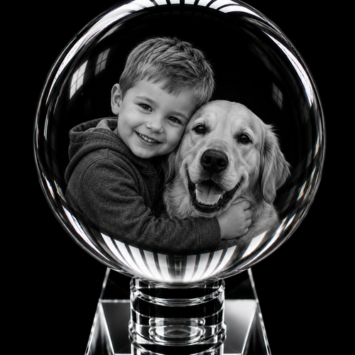 3D Crystal XXXL Sphere Photo Gift with LED Base – 100 mm