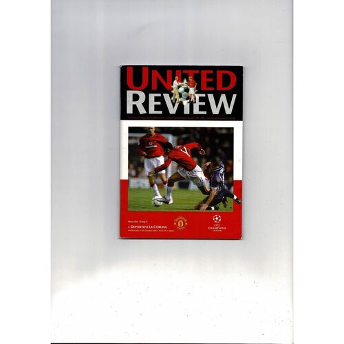 Manchester United v Deportivo Champions League Football Programme 2001/02 Oct.