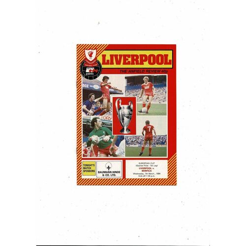 Liverpool v Benfica European Cup Football Programme 1983/84