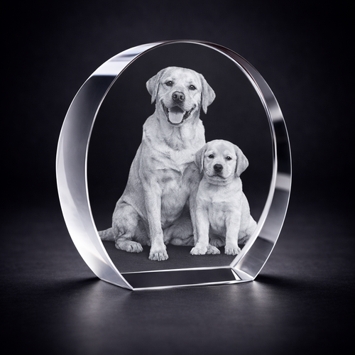 3D Crystal Circle Photo Gift UK 100×100×40mm