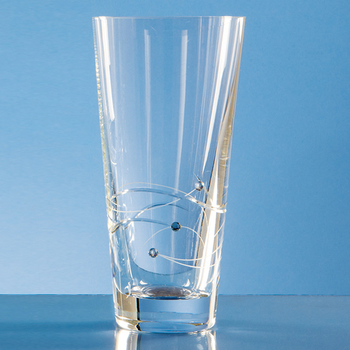 Diamante Conical Vase with Spiral Design Cutting 20cm