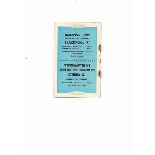 1956/57 Manchester City v Manchester United Football Programme