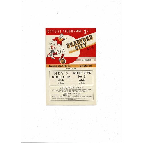 1949/50 Bradford City v Chester Football Programme + small Press cutting