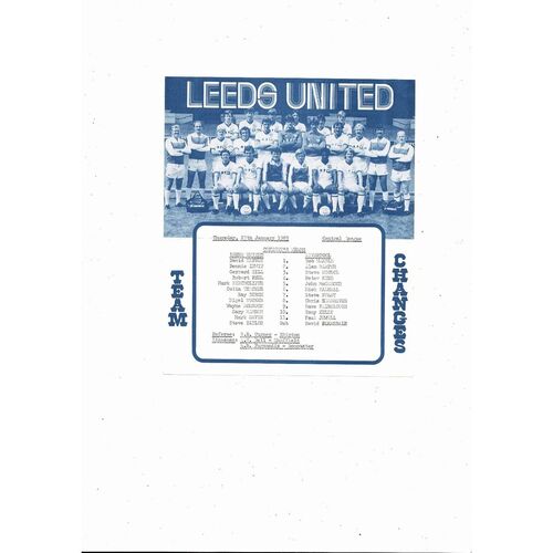 Leeds United v Liverpool Central League Football Programme 1982/83
