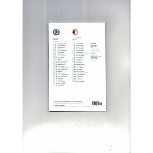 Chelsea v Slavia Prague Europa League Football Programme 2018/19