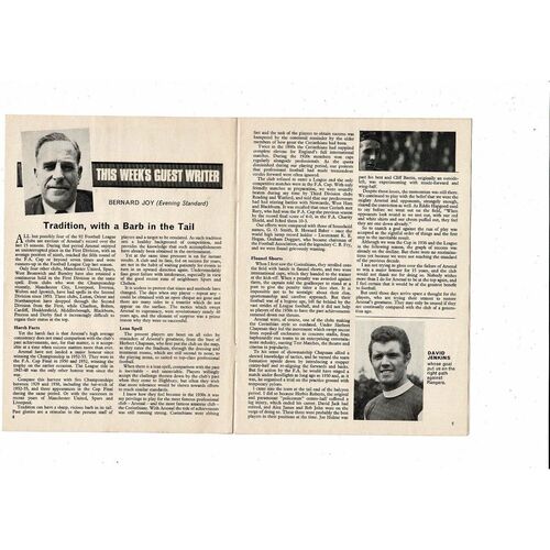 1968/69 Arsenal v Leicester City Football Programme