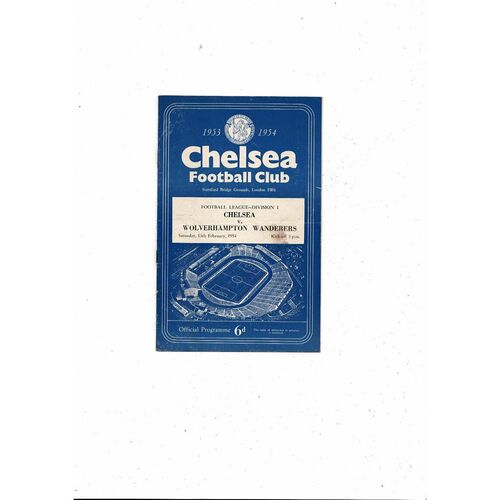 1953/54 Chelsea v Wolves Football Programme