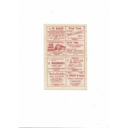 1955/56 Barnsley v Doncaster Rovers Football Programme
