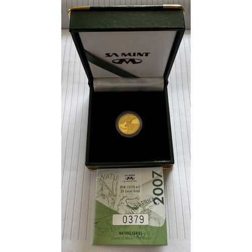 2007 gold proof 1/10th Natura series Krugerrand