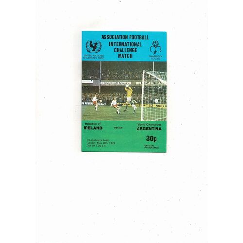 1979 Republic of Ireland v Argentina Football Programme