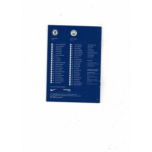 2019/20 Chelsea v Manchester City Womens Super League Football Programme
