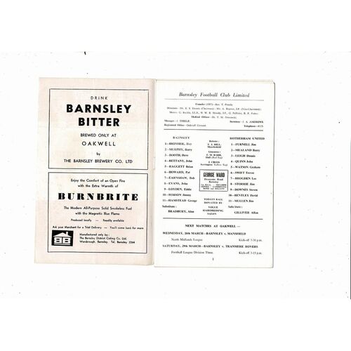1968/69 Barnsley v Rotherham United Football Programme