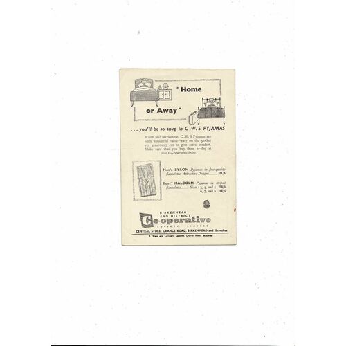 1958/59 Tranmere Rovers v Halifax Town Football Programme