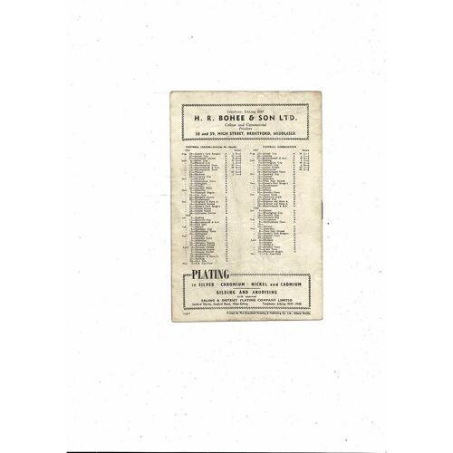 1957/58 Brentford v Coventry City Football Programme