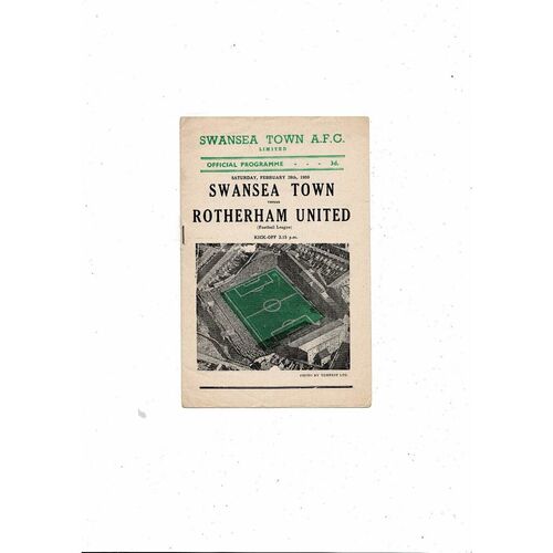 1958/59 Swansea v Rotherham United Football Programme