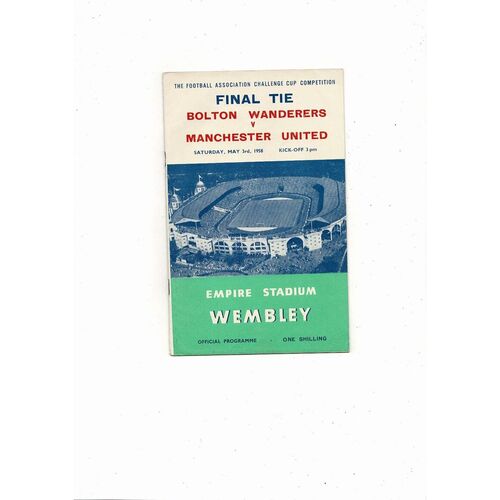 1958 Bolton Wanderers v Manchester United FA Cup Final Football Programme