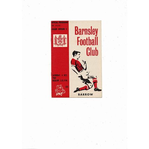 1969/70 Barnsley v Barrow Football Programme