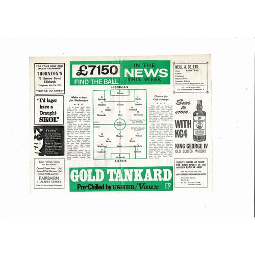 1968/69 Hibernian v Airdrie Football Programme