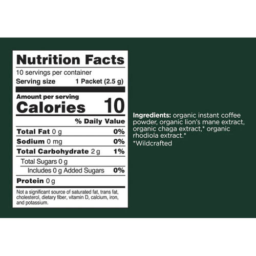 Organic Ground Coffee with Lion’s Mane & Chaga by Four Sigmatic 10 x 25g packets (250g)