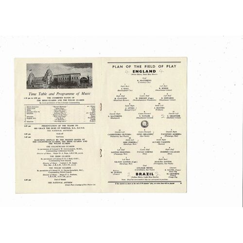 1956 England v Brazil Football Programme