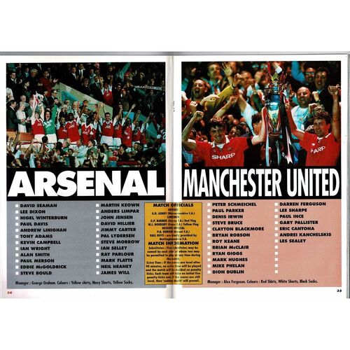 1993 Arsenal v Manchester United Charity Shield Football Programme