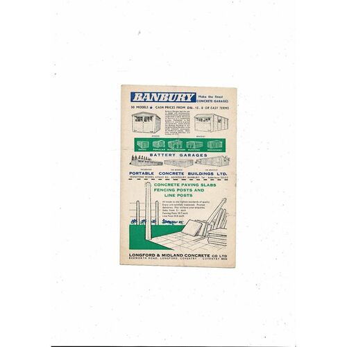 1959/60 Coventry City v Swindon Town Football Programme