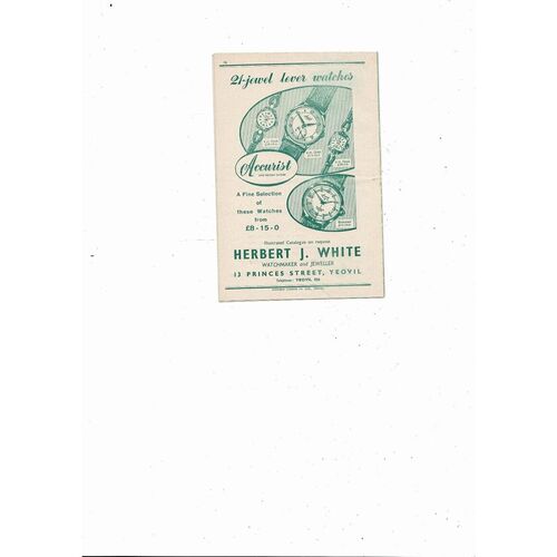 1957/58 Yeovil Town v Bath City Southern League Cup Football Programme