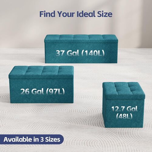 mcc direct Foldable Storage Ottoman, Small Footrest Cube, Storage Bench with Lid, 1 Storage Box for Bedroom & Living Room, 36 cm
