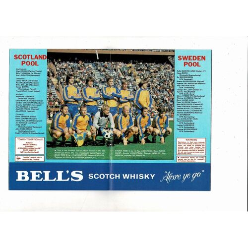 1981 Scotland v Sweden Football Programme