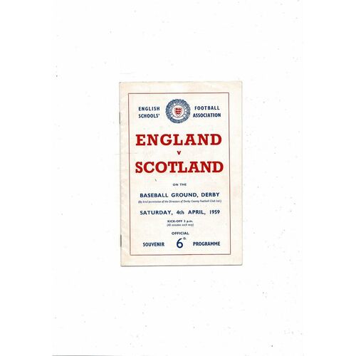1959 England v Scotland Schools International Football Programme @ Derby