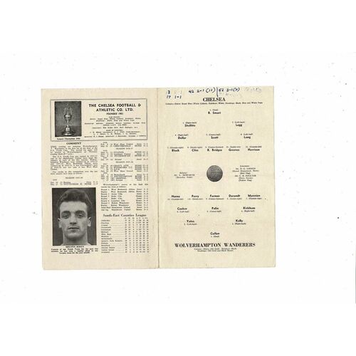 1958 Chelsea v Wolves FA Youth Cup Final Football Programme