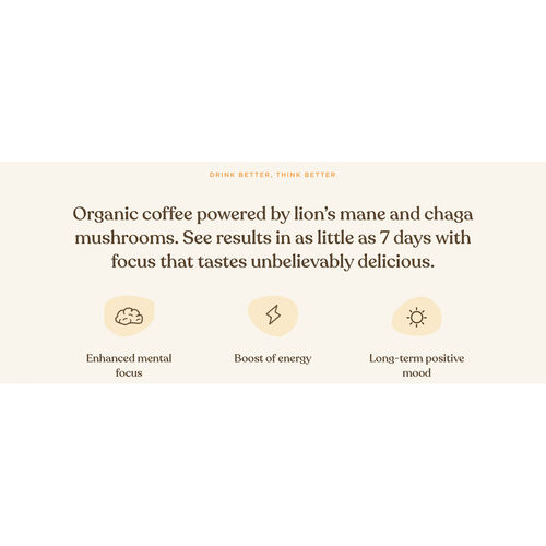 Organic Ground Coffee with Lion’s Mane & Chaga by Four Sigmatic 10 x 25g packets (250g)