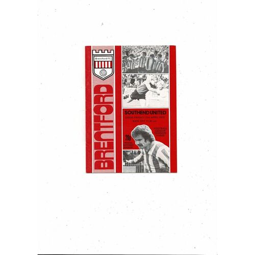 1978/79 Brentford v Southend United Football Programme