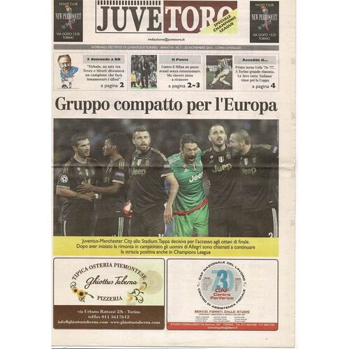 Juventus v Manchester City Champions League Juvetoro Newspaper Supplement 2015/16