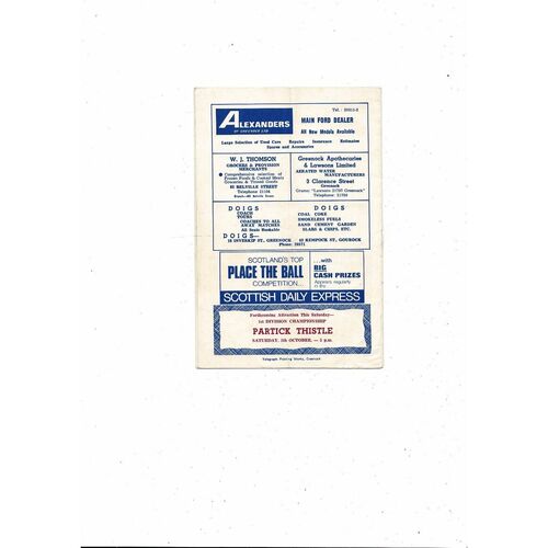 Greenock Morton v Chelsea Fairs Cup Football Programme 1968/69