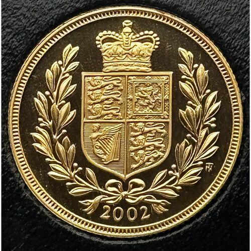 2002 proof full gold sovereign within presentation cover