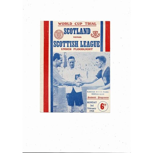 Scotland v Scottish League World Cup Trial Football Programme @ Hibenrian