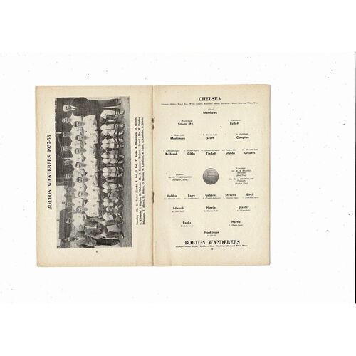 1957/58 Chelsea v Bolton Wanderers Football Programme