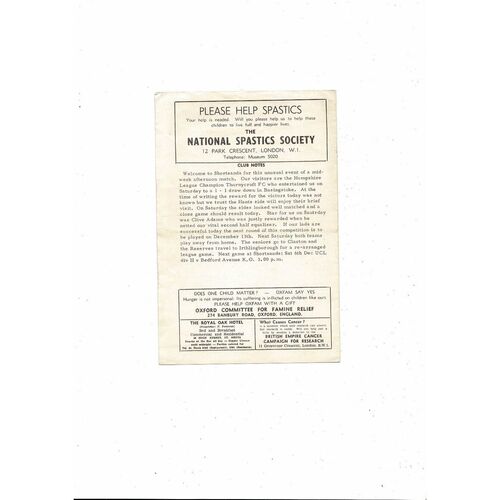 St Neots Town v Thornycroft FA Trophy Replay Football Programme 1969/70