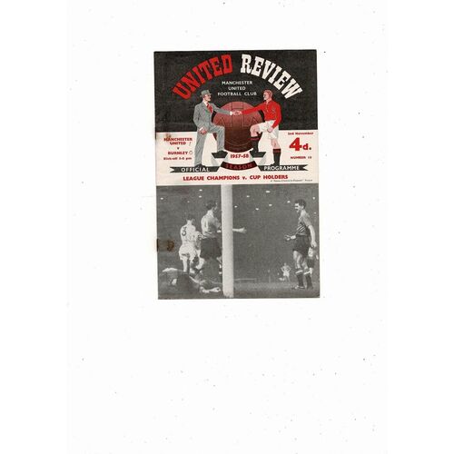 1957/58 Manchester United v Burnley Football Programme