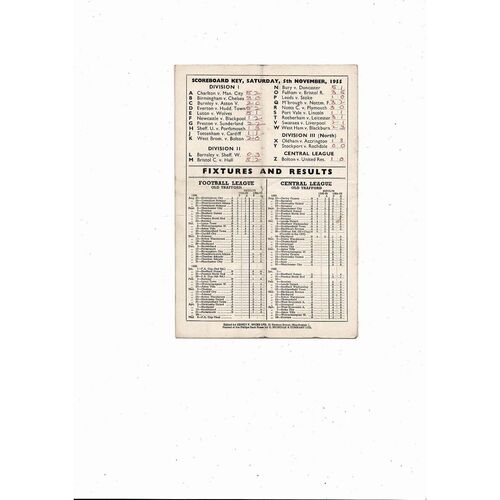 1955/56 Manchester United v Arsenal Football Programme