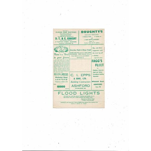 1962/63 Ashford Town (Kent) v Gloucester City Southern League Football Programme