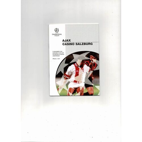 Ajax v Casino Salzburg UEFA Champions League Football Programme 1994/95