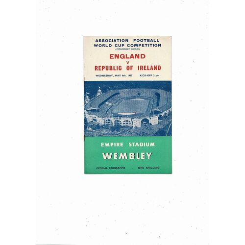 1957 England v Republic of Ireland World Cup Football Programme