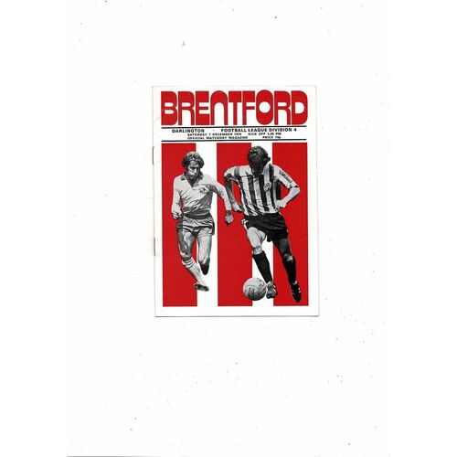 1974/75 Brentford v Darlington Football Programme